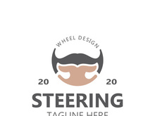 Steering wheel logo automotive car design garage auto repair workshop illustration