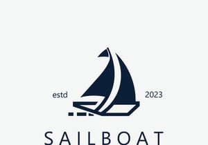 Sailboat vintage logo minimalist with wave, travel yacth or sailing boat vector design template