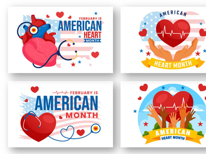 12 February is American Heart Month Illustration