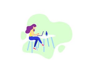A girl working at home concept