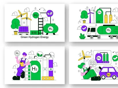 10 Green Hydrogen Energy Illustration