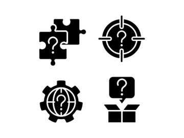 Searching of new problem solutions black glyph icons set on white space preview picture