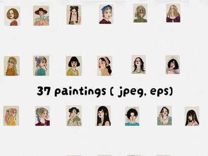 Vintage Portrait Illustration Bundle – Soft Aesthetic Girls Collection