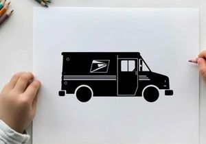 Us postal service delivery truck silhouette