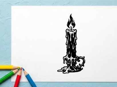 Schwarze gotische Kerzen-Illustration mit tropfendem Wachs und Flammen