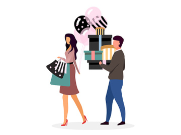 Birthday shopping flat vector illustration preview picture