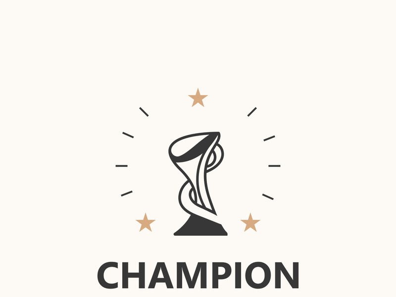 Modern trophy line art logo winner and championship cup design, minimalist simple element