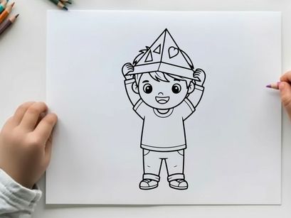 Happy child party hat celebration vector illustration
