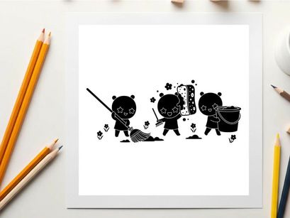 Three ninja pandas in silhouette fighting with swords and a drum