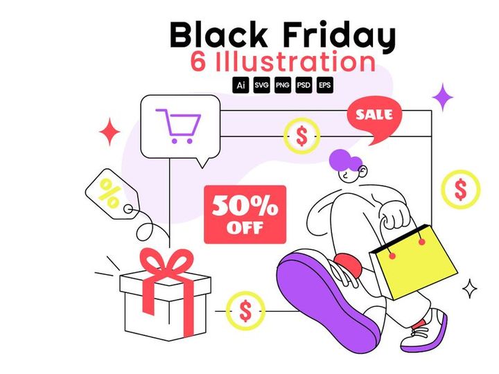 6 Black Friday Illustration