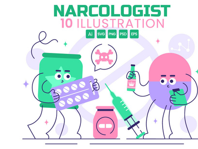 10 Narcologist Vector Illustration