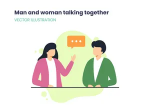 Man and woman talking together