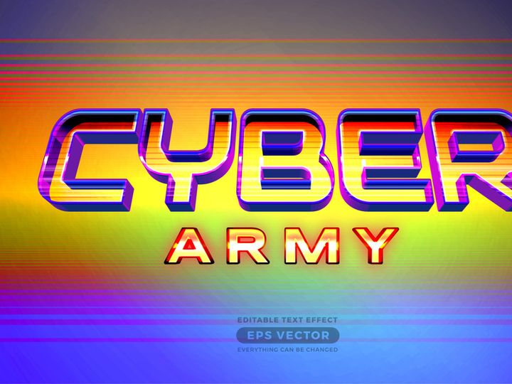 Cyber army editable text effect style with vibrant theme concept for trendy flyer, poster and banner template promotion