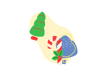 Merry Christmas flat vector concept illustration with abstract shapes preview picture