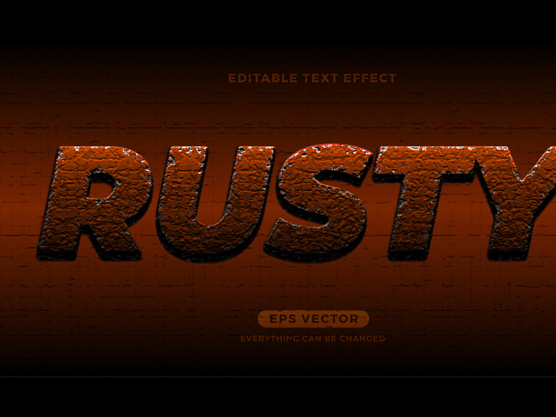 Rusty editable text effect style vector