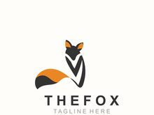 Fox logo design simple and minimalist template. abstract animal Fox tail illustration