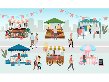 Street fair flat vector illustration preview picture