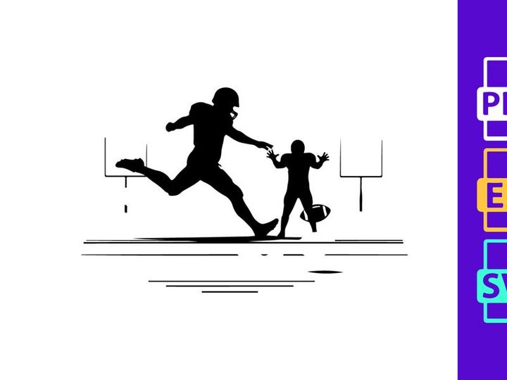 American football player kicking ball silhouette illustration