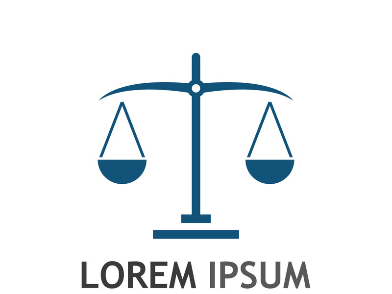 Law firm logo with scales.