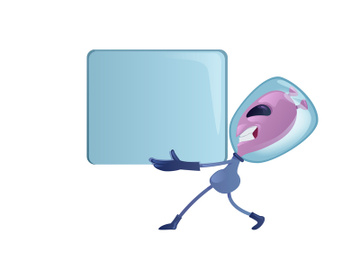 Alien carrying blank banner flat cartoon vector illustration preview picture