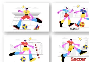 9 Soccer Sports Vector Illustration