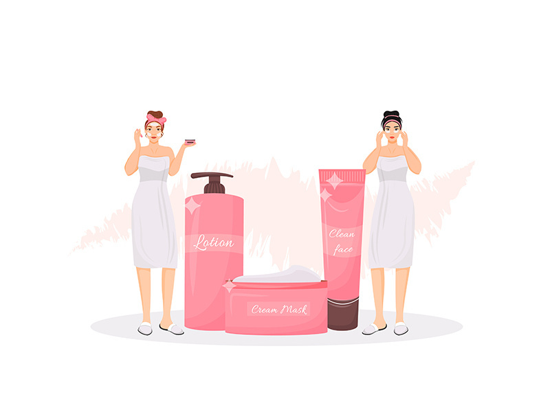 Skincare routine flat concept vector illustration