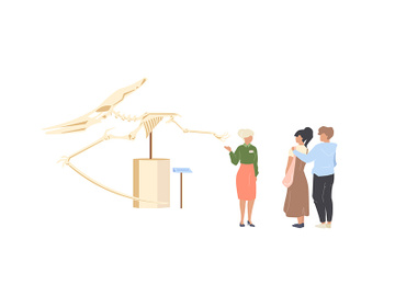 Paleontology museum tourist flat color vector faceless characters preview picture