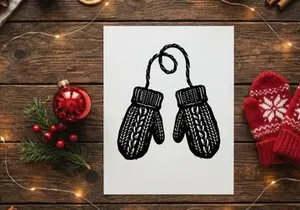 Winter Christmas Mittens with String for Kids and Adults