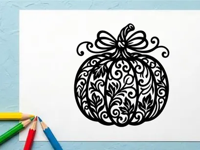 Elegant Halloween Pumpkin Silhouette with Decorative Pattern