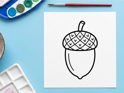 Close-up of an acorn with textured cap and smooth nut. Natural autumn theme for educational or nature-related projects.