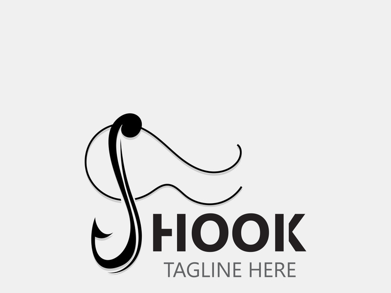 Hook Fishing logo simple and modern vintage rustic vector design style template illustration