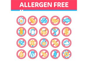 Allergen Free Products Vector Thin Line Icons Set