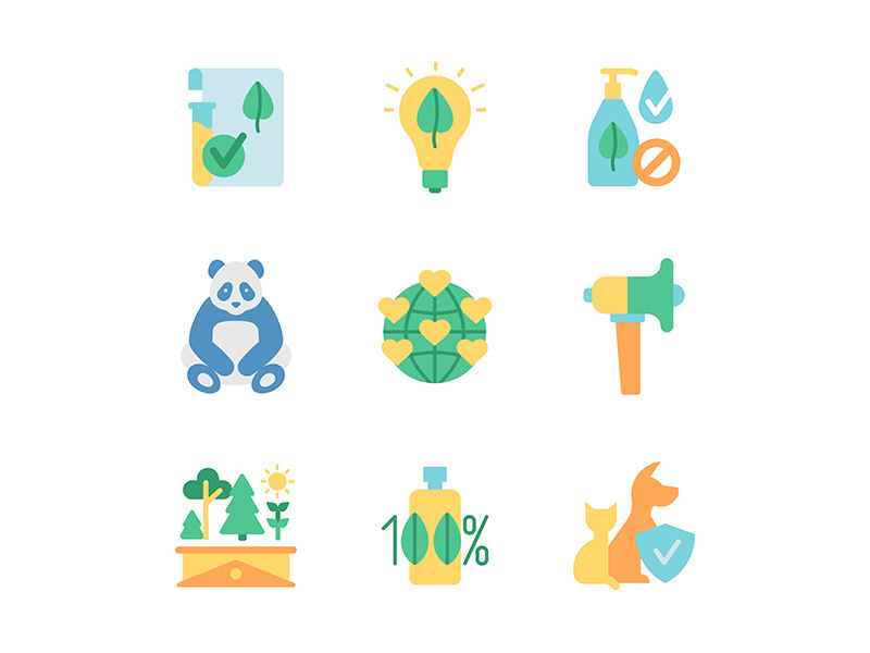 Global environment protection vector flat color icon set
