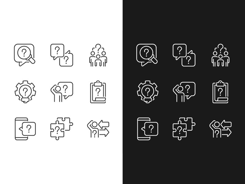 Solving different equations linear icons set