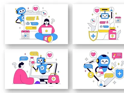 10 Medical Chatbot Vector Illustration