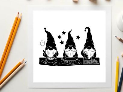 Three gnomes in silhouette with stars and mystical ambiance silhouette
