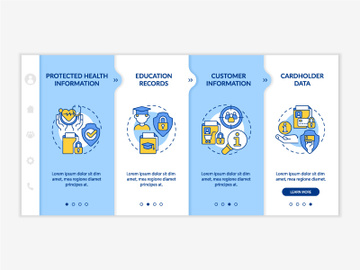 Examples of sensitive data blue and white onboarding template preview picture