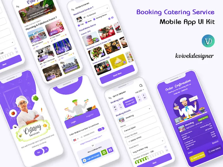 Booking Catering Services Mobile App UI Kit