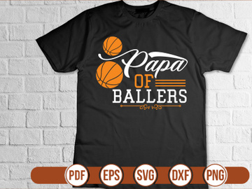 papa of ballers t shirt Design preview picture