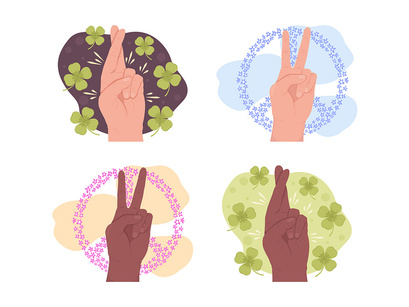 Finger symbols 2D vector isolated illustration set