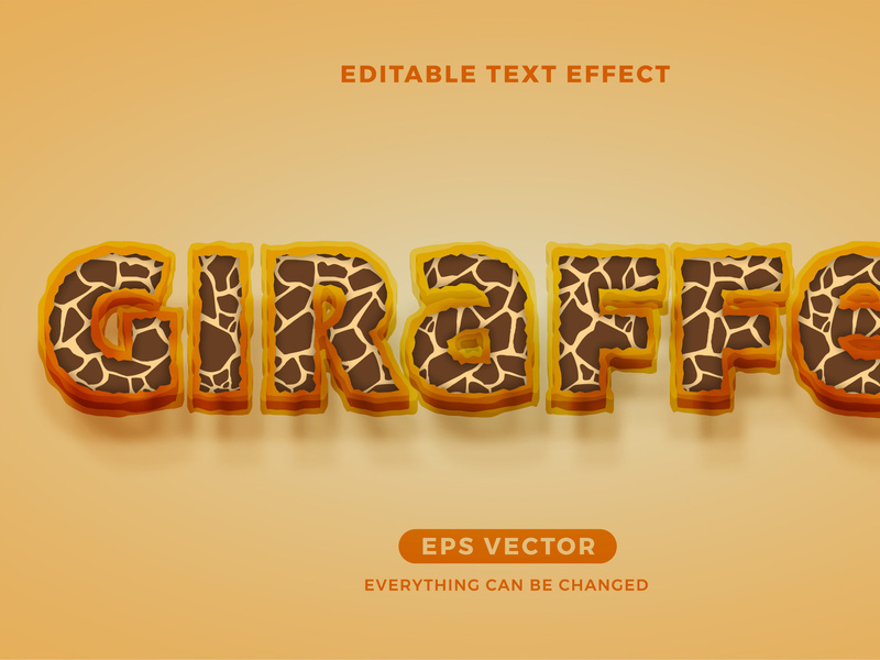 Giraffe editable text effect vector template