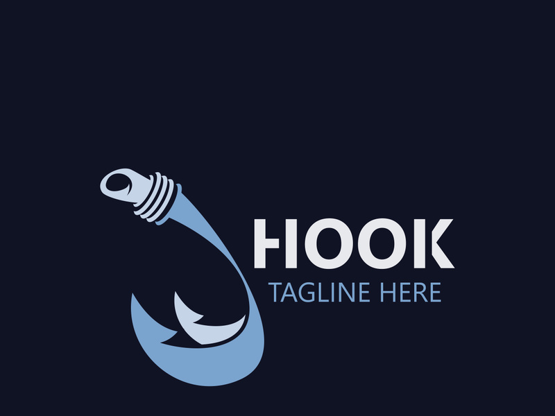 Hook Fishing logo simple and modern vintage rustic vector design style template illustration