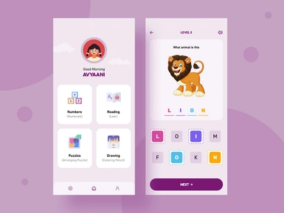 Child learning game app UI Kit.