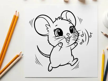 Cute mouse dancing joyfully vector illustration
