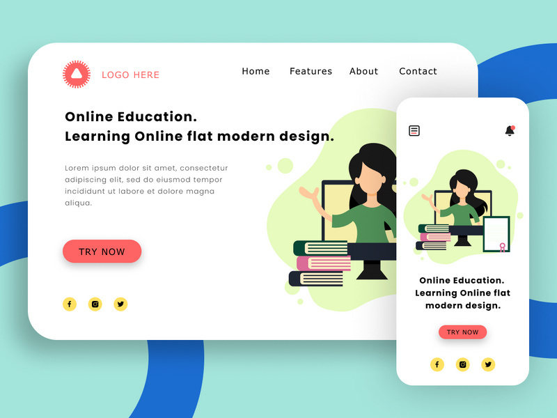Online Education. Learning Online flat modern design.