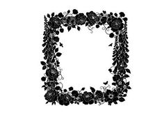 Silhouette floral border frame with roses and leaves