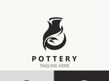 Pottery logo design handmade, creative traditional mug craft concept inspiration nature workshop