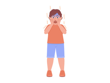 Little boy screaming in fear semi flat color vector character preview picture