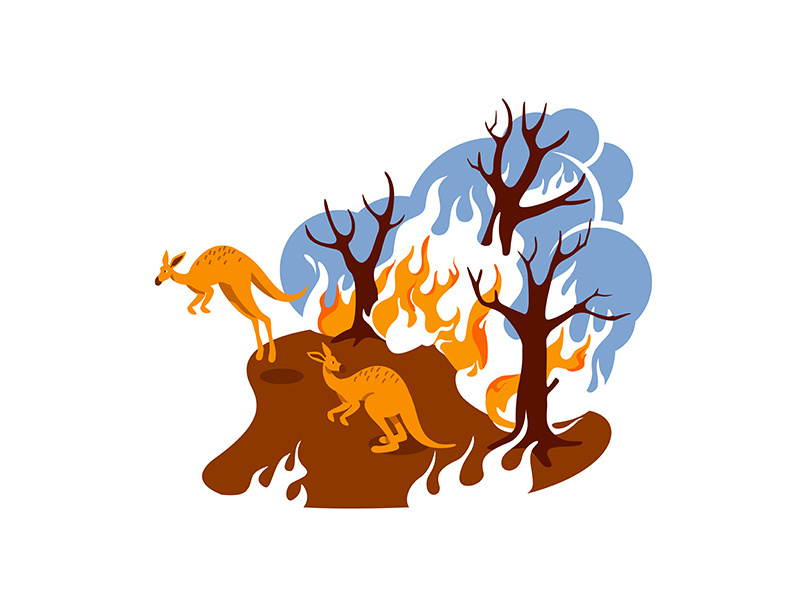 Forest fire 2D vector web banner, poster