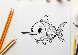Cute cartoon fish smiling vector illustration flat design